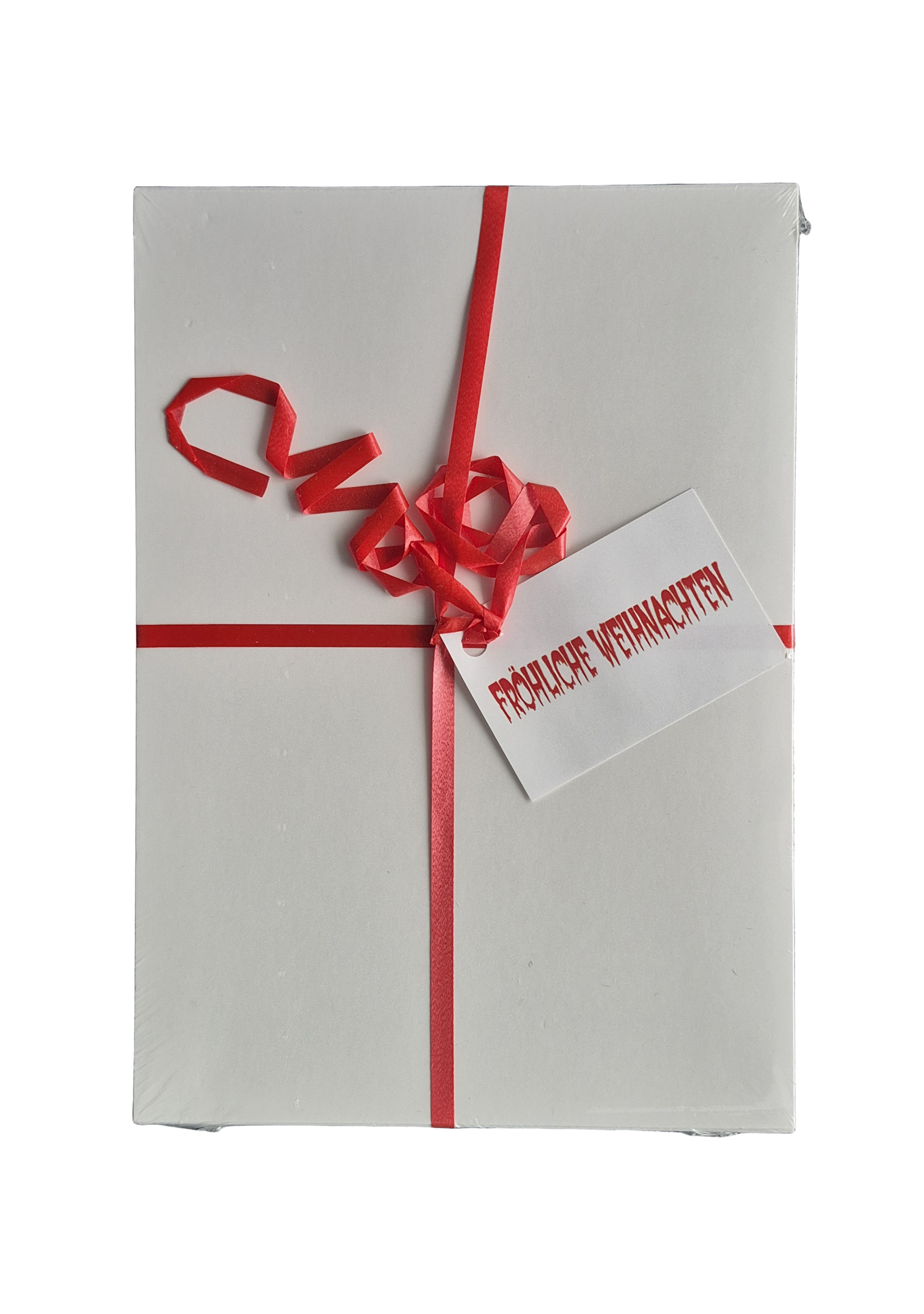 Geschenkbox „Fröhliche Weihnachten“ (weiß/rot)